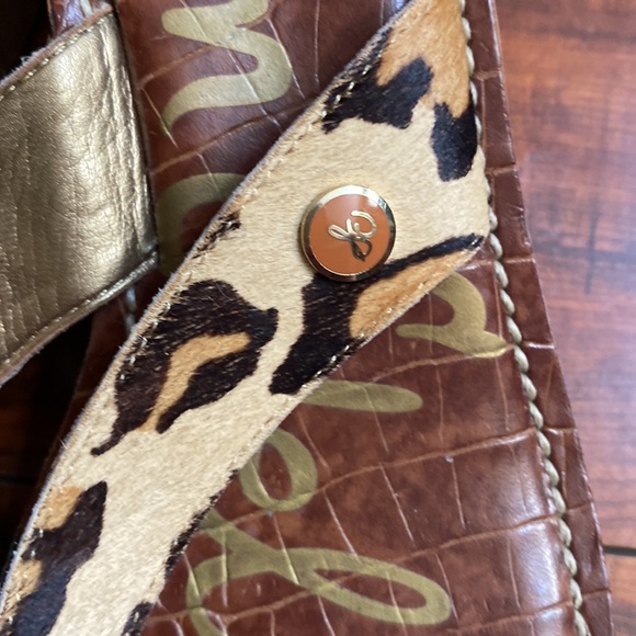 Sam Edelman calf hair leopard print wedge sandals - Picture 5 of 10